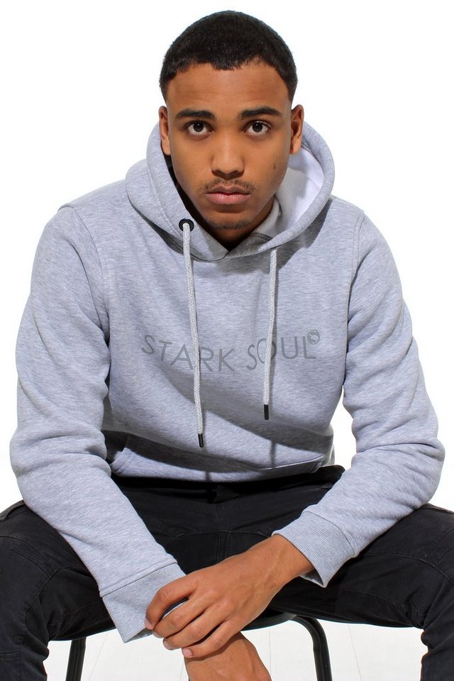 Stark Soul® Hoodie Hoodie mit Ton-in-Ton-Print - Kapuzenpullover - innen angeraut mit Kapuze, Kängurutasche und Markenprint von Stark Soul®