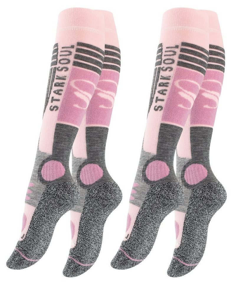 Stark Soul® Skisocken Ski & Snowboard Socken, Skistrümpfe mit Spezialpolsterung, 2 Paar Dehnungszonen an Knöchel und Spann, Doppelbündchen, weiche Zehennaht von Stark Soul®