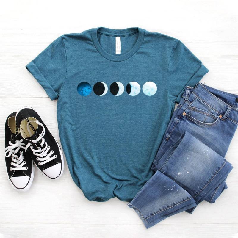 Aquarell Mond Shirt ∙ Mondphasen Vollmond T-Shirt Weltraum Astronomie Softstyle Unisex von StarkAmbition