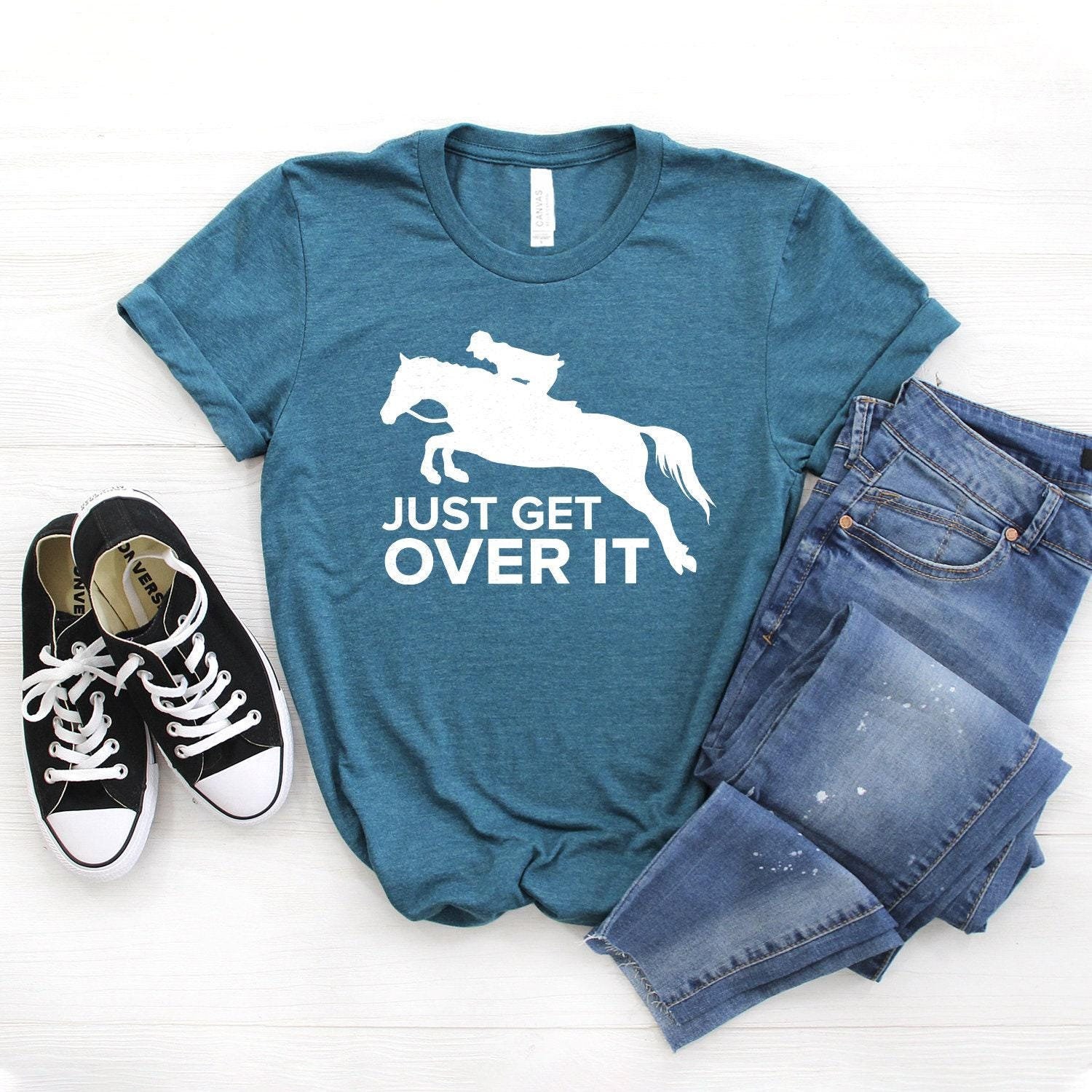 Pferd Springend T-Shirt Reiter "Just Get Over It' Unisex Shirt von StarkAmbition