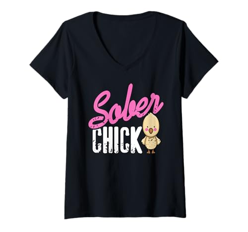 Damen Nüchterne Chick Genesung Stolz Humorvolle Frauen T-Shirt mit V-Ausschnitt von Starke Frauen im Weg der Nüchternheit