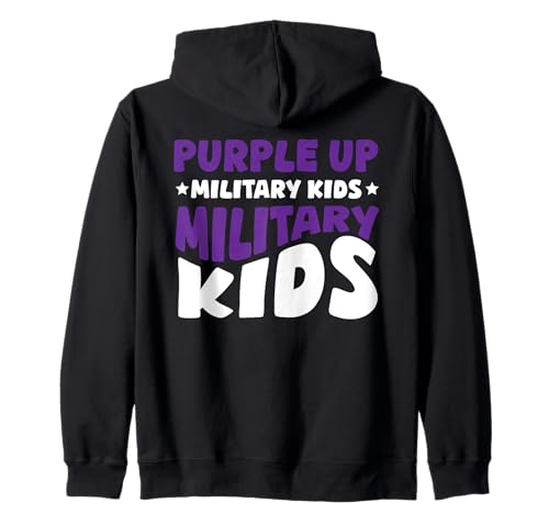Purple Up Militär Kinder Unterstützung Text Veteran Frauen Kapuzenjacke von Starke Militärkinder Feiern