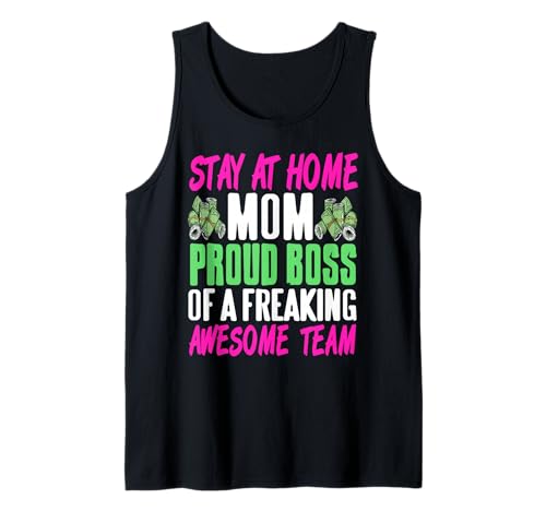 Lustige Zuhause Mama Boss Stolz Auf Tolles Familien Team Tank Top von Starke Mutter Humor Elternschaft Familie