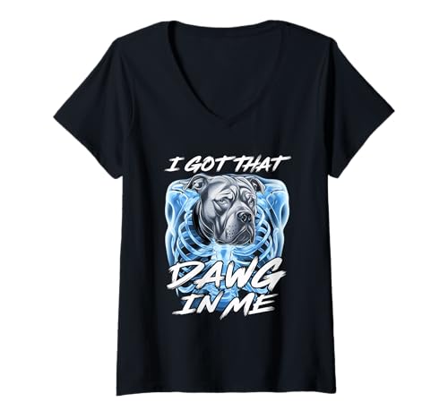 Damen I Got That Dawg In Me Pitbull Kopf Motivation Fitness T-Shirt mit V-Ausschnitt Damen I Got That Dawg In Me Pitbull Kopf Motivation Fitness T-Shirt mit V-Ausschnitt von Starker Pitbull Kopf Motivation Dawg In Me