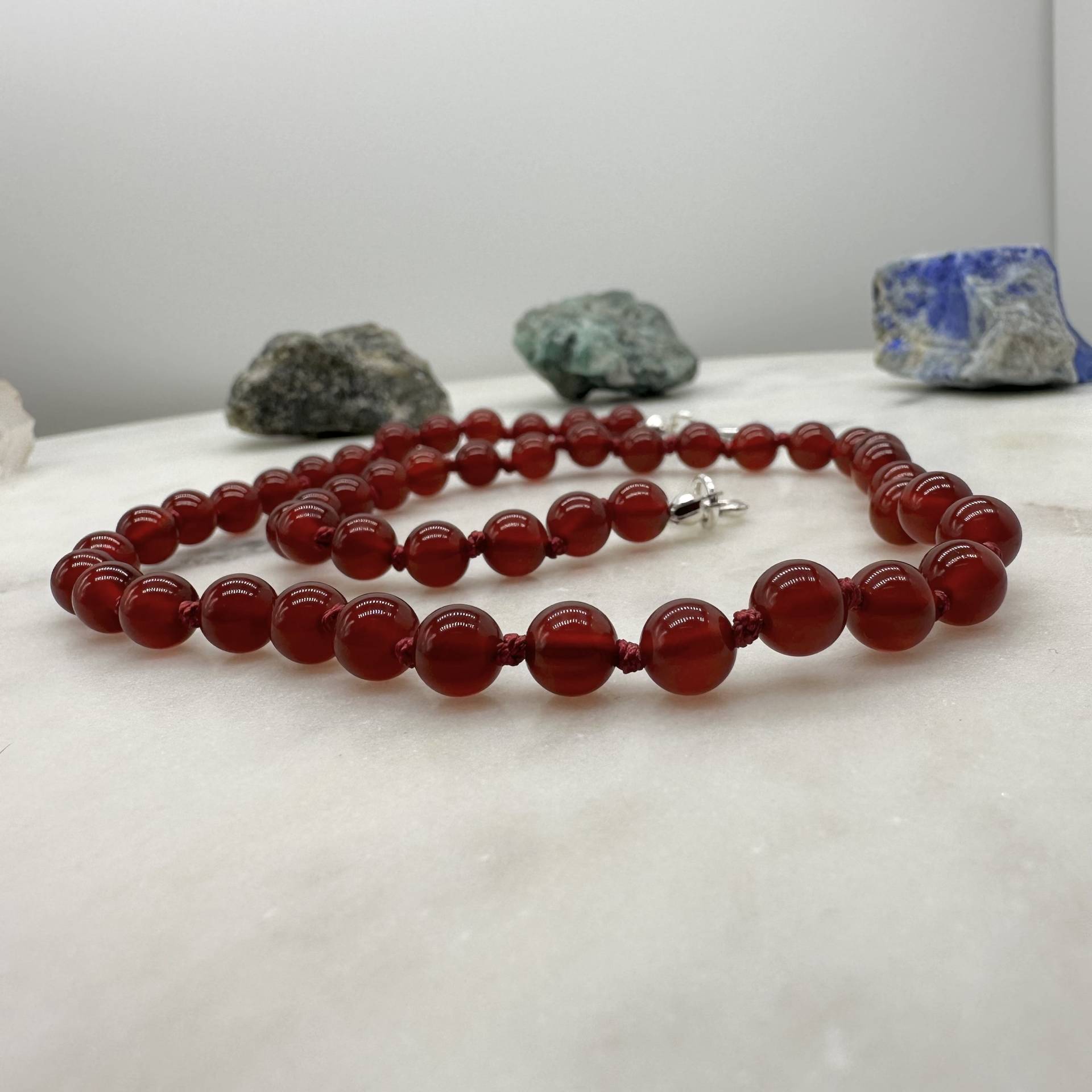 40 cm Karneol Perlen Edelstein Halskette // Sterling Silber 40 cm Karneol Perlen Edelstein Halskette // Sterling Silber von StarlightAmber