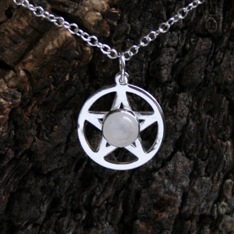 Kleines Pentakel Anhänger ~ Sterling Silber & Edelstein Pentagramm. Edelstein-Anhänger. Stein Auswählen von StarlightAndShadows