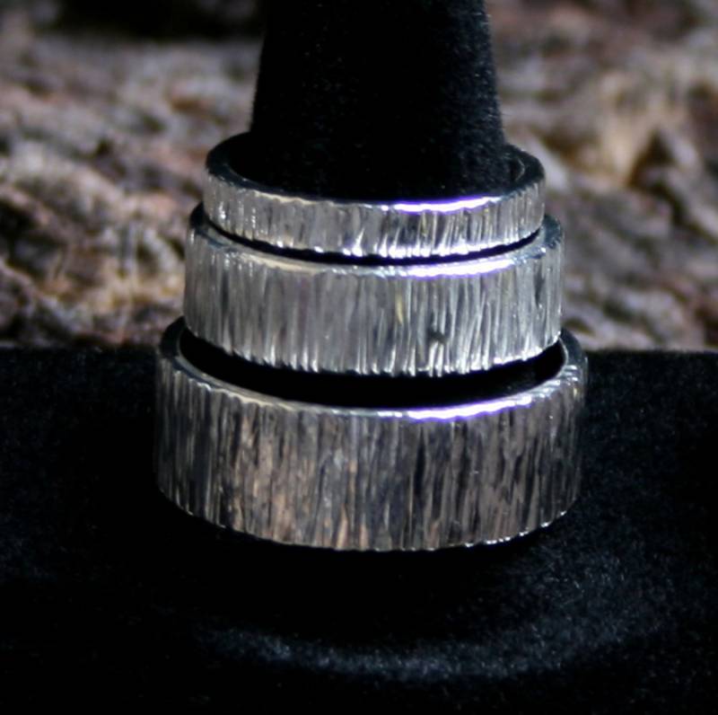 Paar Von Seinem " N Hers/Seine Baumrinde Design Heavyweight Sterlingsilber Voll Uk Gekennzeichnet Hochzeit Ringe. 8mm & von StarlightAndShadows