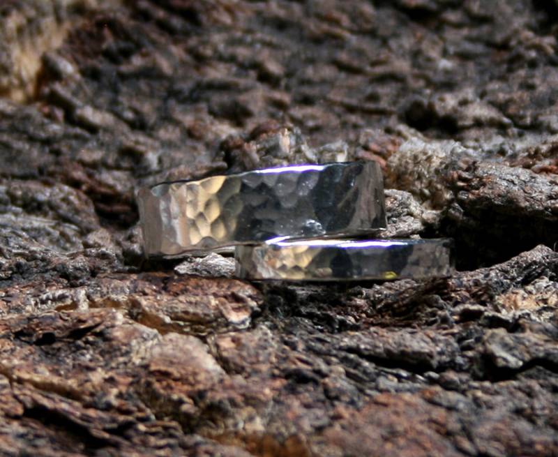 Paar Von Seinem " N Hers/Seine Hammered Design Heavyweight Sterlingsilber Voll Uk Gekennzeichnet Hochzeit Ringe. 8mm & von StarlightAndShadows