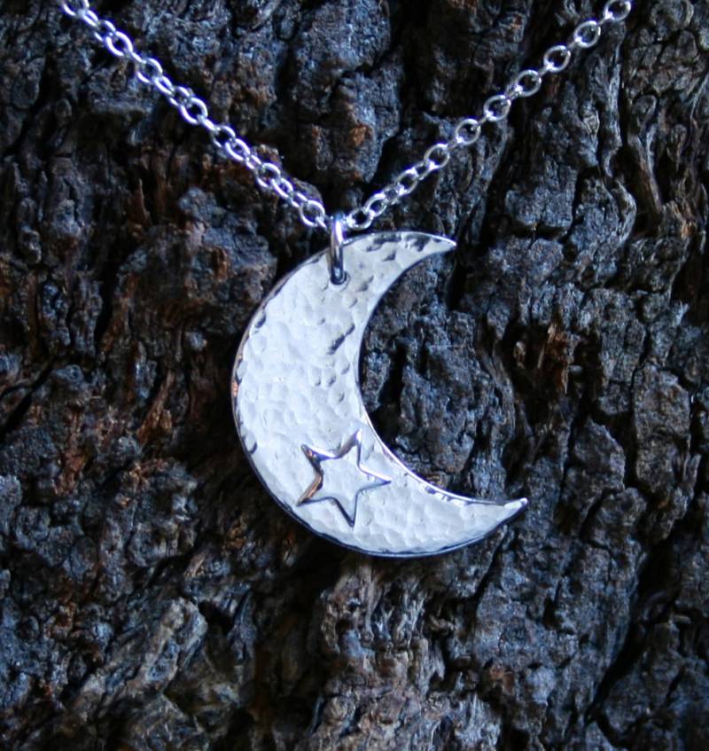 Sichelförmige Mond Und Stern-Anhänger. Umweltfreundliche Recycling-Sterling Silber Anhänger von StarlightAndShadows