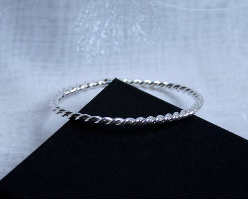 Sterling Silber Armreif "Barley Twist' Traditionell Hand Gemacht Erstellt Von Voll Uk Gekennzeichnet Sterlingsilber Armband von StarlightAndShadows