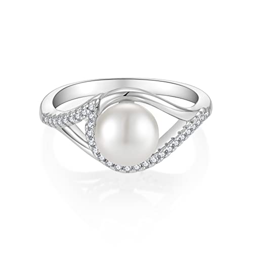 Starnny 7mm Weiße Perle Damen Ringe Silber 925 3A Cubic Zirkonia Weißvergoldete Geschenke für Frauen Starnny 7mm Weiße Perle Damen Ringe Silber 925 3A Cubic Zirkonia Weißvergoldete Geschenke für Frauen von Starnny