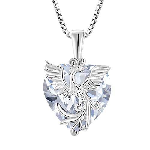 Starnny Damen Kette Silber 925 Phönix Anhänger Halskette 12mm 5A Cubic Zirkonia April Birthstone Schmuck für Damen von Starnny
