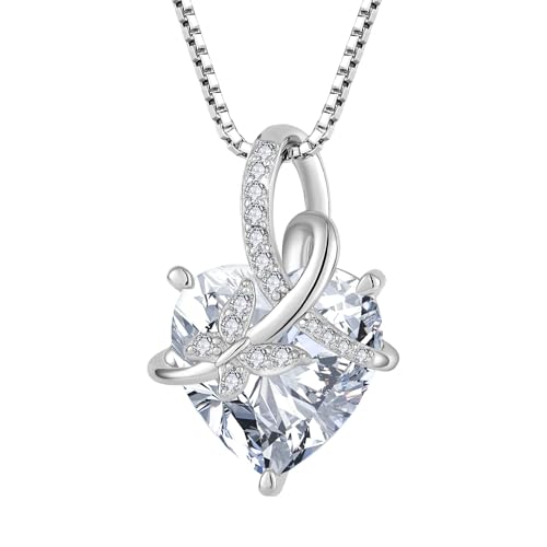 Starnny Damen Kette Sterling Silver 925 Unendlichkeit Infinity Schmetterling Halskette mit Herz 5A Cubic Zirconia April Geburtsstein Schmuck für FrauenApril Geburtsstein Schmuck für Frauen von Starnny
