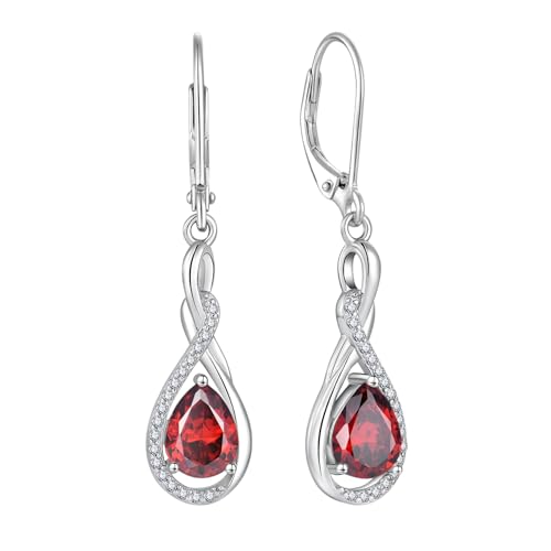 Starnny Damen Ohrringe Silber 925 Teardrop Wassertropfen Unendlichkeit Ohrringe hängend Creolen Baumeln 3A Zirkonia Januar Geburtsstein Granat farbe Schmuck für Frauen Starnny Damen Ohrringe Silber 925 Teardrop Wassertropfen Unendlichkeit Ohrringe hängend Creolen Baumeln 3A Zirkonia Januar Geburtsstein Granat farbe Schmuck für Frauen von Starnny