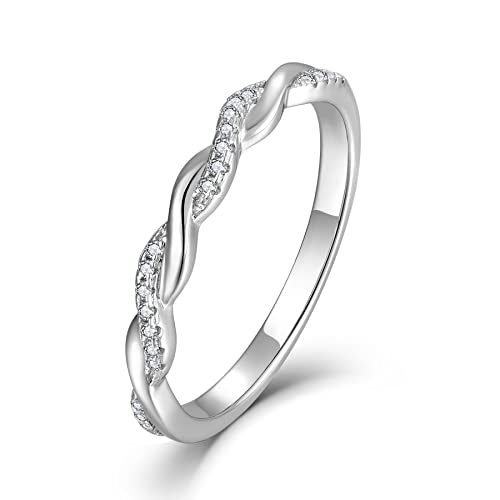 Starnny Damen Ringe Sterling Silber 925 Infinity Unendlichkeit Ringe 3A Cubic Zirkonia Verlobungsring für Damen,49 von Starnny