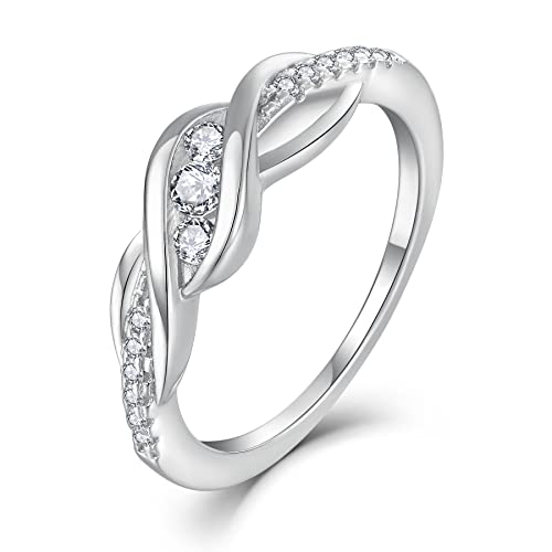 Starnny Damen Ringe Sterling Silber 925 Infinity Unendlichkeit Ringe 3A Cubic Zirkonia Verlobungsring für Damen,52 von Starnny