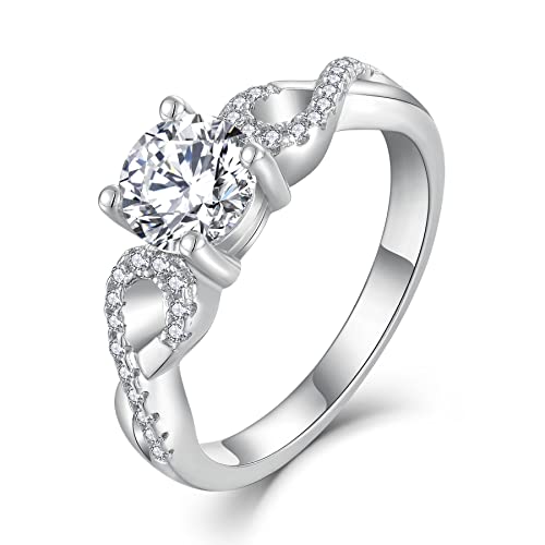 Starnny Damen Ringe Sterling Silber 925 Infinity Unendlichkeit Ringe 3A Cubic Zirkonia Verlobungsring für Damen,54 von Starnny