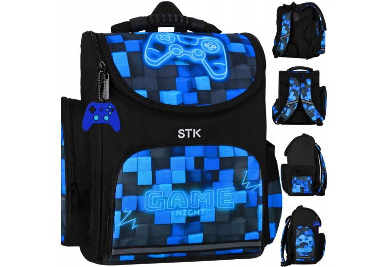 Starpak Schulranzen Starpak Schulranzen Jungen Gaming Pixel Blau Ergonomisch & Leicht von Starpak