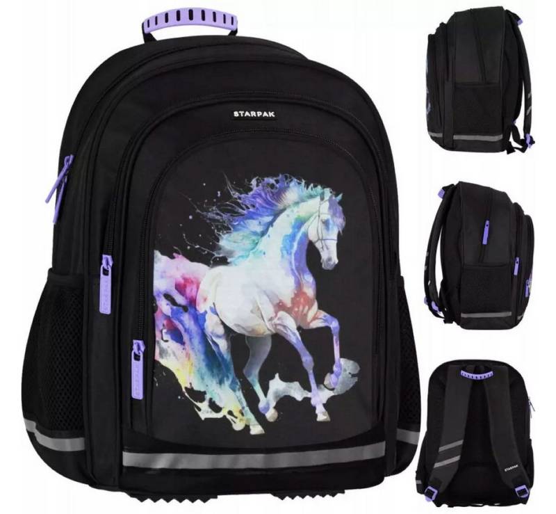 Starpak Schulrucksack Starpak Schulrucksack Mädchen Pferde Klasse 1-3 Ergonomisch (1-tlg) von Starpak