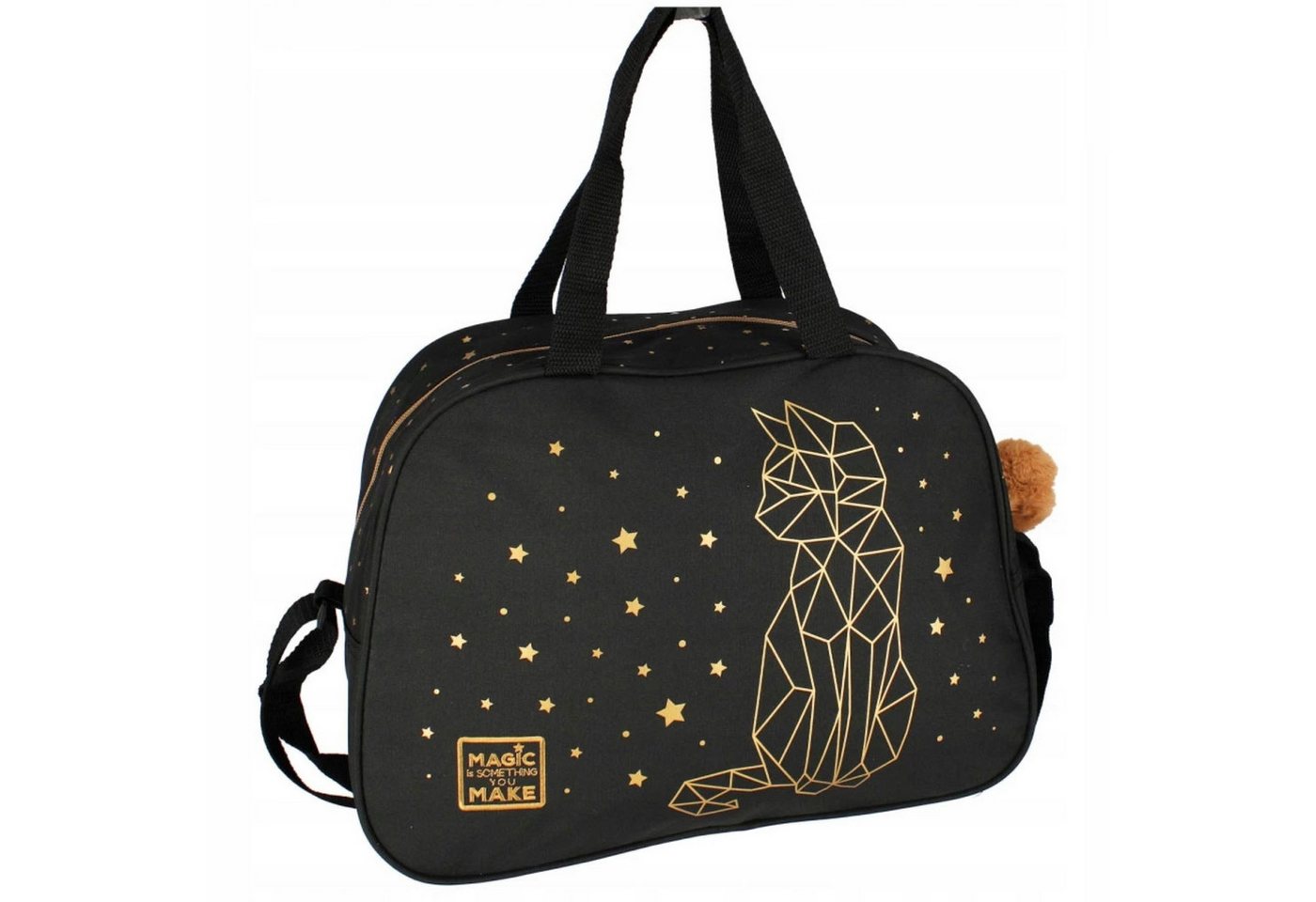 Starpak Sporttasche Schwarze STARPAK Tasche mit goldenem Kätzchen für Mädchen von Starpak