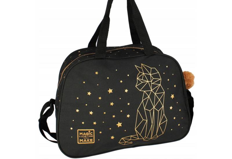 Starpak Sporttasche Starpak – Sporttasche für Mädchen, Schwarz mit Goldener Katze von Starpak