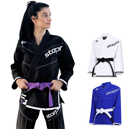 Starpro BJJ Gi 450 Gramm Power Baumwollmischung Weiß und Schwarz Preshrunk Professional Martial Arts Kimono für Training und Wettkampf Männer & Frauen A0 A1 A2 A3 A4 A5 von Starpro