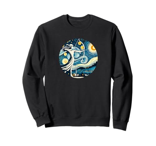 Frauen Mythisches Bogenschießen Bogen Pfeil Van Gogh Sternennacht Stil Sweatshirt von Starry Night Apparel for Men Women Kids by Tess
