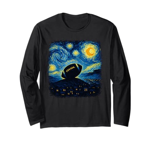 Van Gogh inspirierte Fußballkunst für Fans Männer Langarmshirt Van Gogh inspirierte Fußballkunst für Fans Männer Langarmshirt von Starry Night Van Gogh Football Game Day