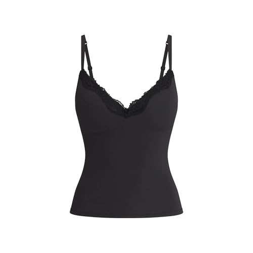 Starryion Damen-Tanktop mit tiefem V-Ausschnitt, Spitze, mit integriertem Büstenhalter, Push-Up-Top, Sommer, Ausgehen, Schwarz, X-Klein Starryion Damen-Tanktop mit tiefem V-Ausschnitt, Spitze, mit integriertem Büstenhalter, Push-Up-Top, Sommer, Ausgehen, Schwarz, X-Klein von Starrylion