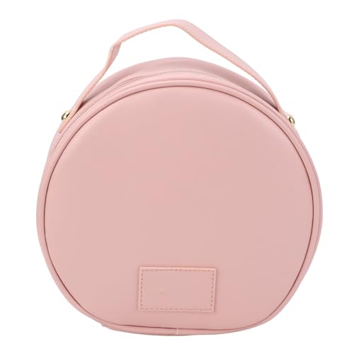 PU Leder Make -up -Tasche stilvolle runde Reisekosmetik Organizer wasserdicht tragbares Griff Kosmetischer Hülle für Frauen rosa weiche PU -Leder von Starrypxl