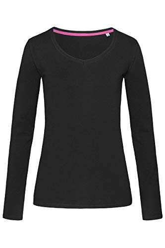 Stedman Stars Damen Long Sleeve V Neck T-Shirt Gr. 42, schwarz von Stedman