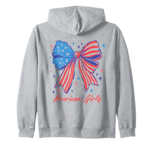 Patriotische Schleife American Girly Shirt Stars and Stripes Art Kapuzenjacke von Stars Stripes Humor Parade Apparel Co.