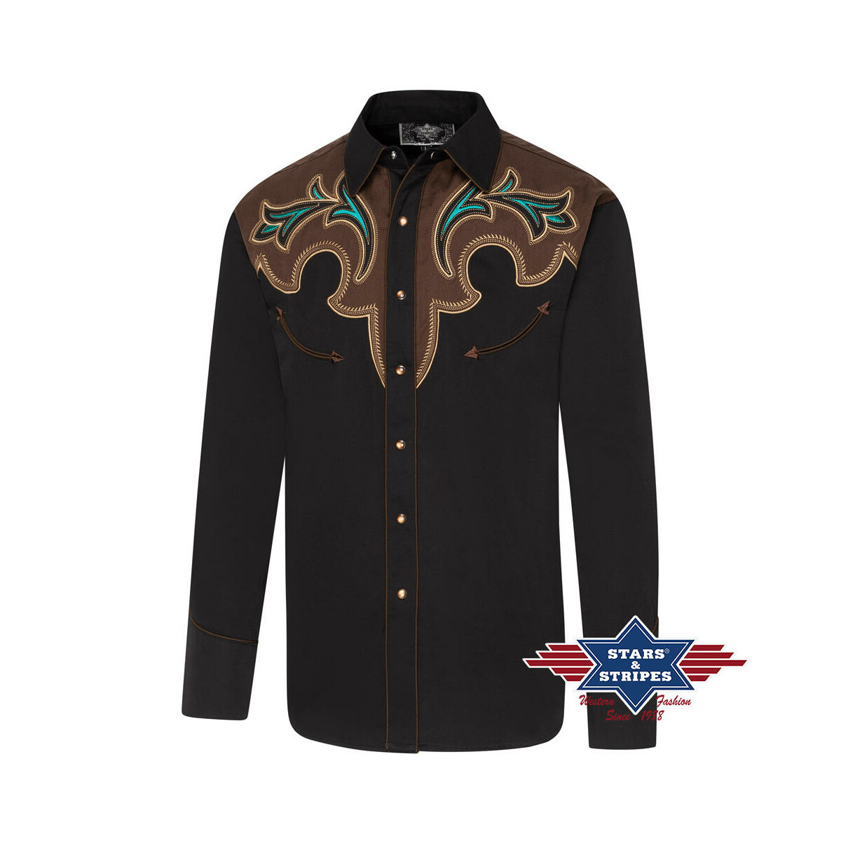 Alaric - Exquisites schwarzes Westernhemd 3XL von Stars & Stripes