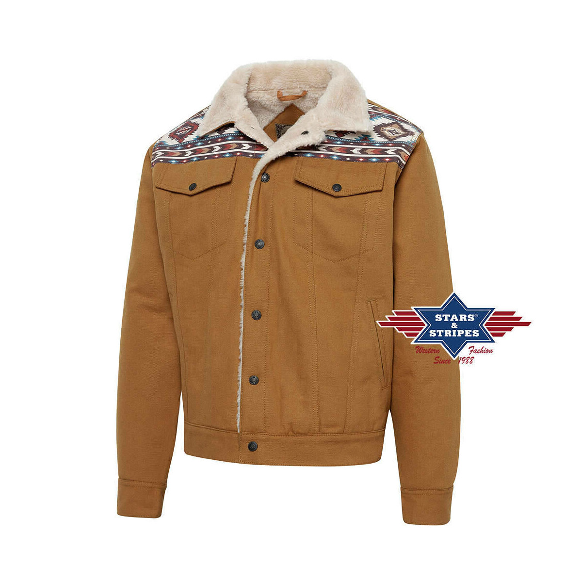 Canvasjacke -Carson- mit Schafspelzimitat Größe M von Stars & Stripes