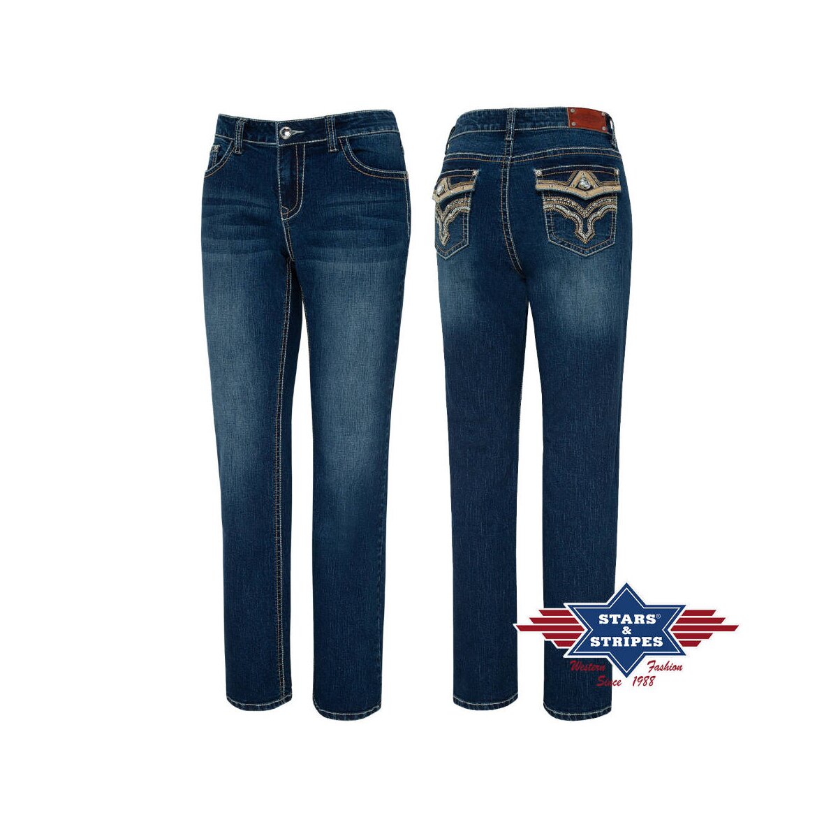 Damen Bootcut-Jeans, Jeanshose - Diamond, Stars&Stripes 26 Damen Bootcut-Jeans, Jeanshose - Diamond, Stars&Stripes 26 von Stars & Stripes