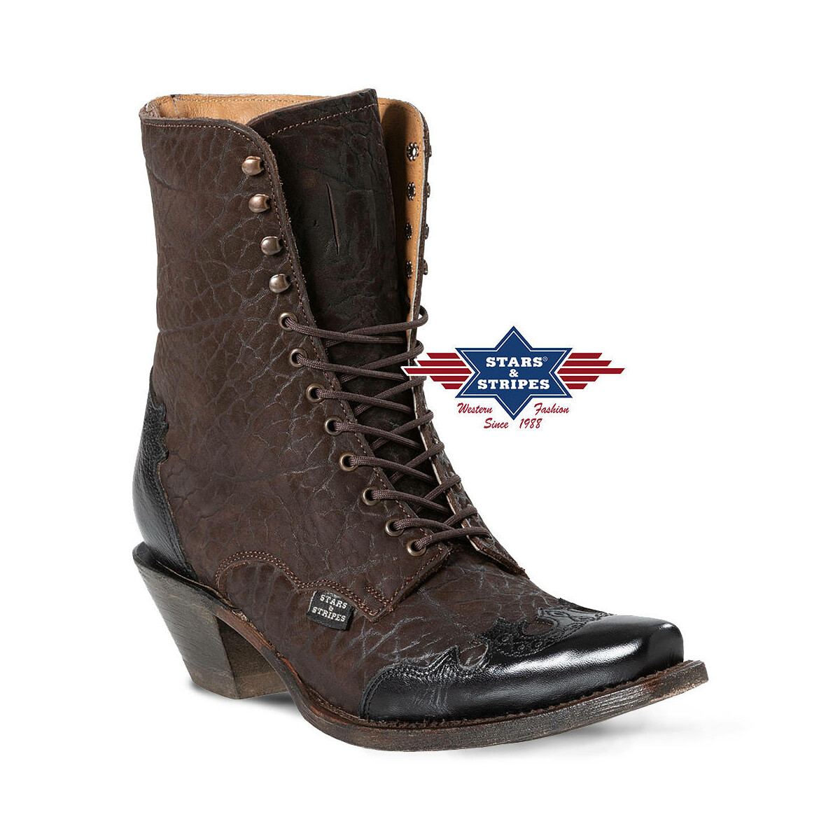 Damen Cowboystiefel Westernstiefel Stiefelette, braun 38 von Stars & Stripes