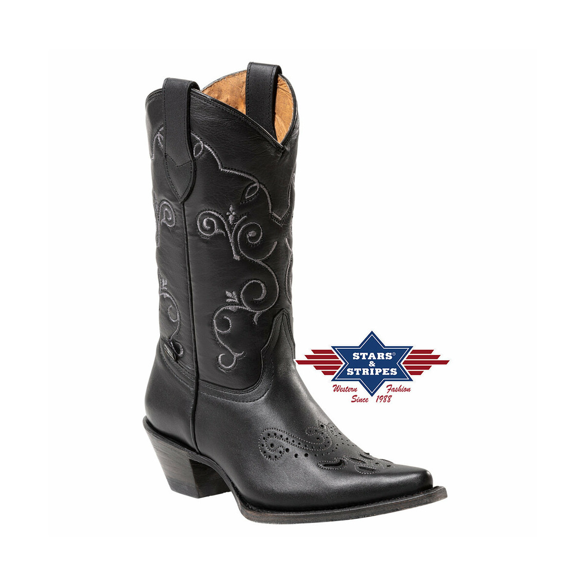 Damen Cowboystiefel Westernstiefel schwarz Stars&Stripes 37 von Stars & Stripes