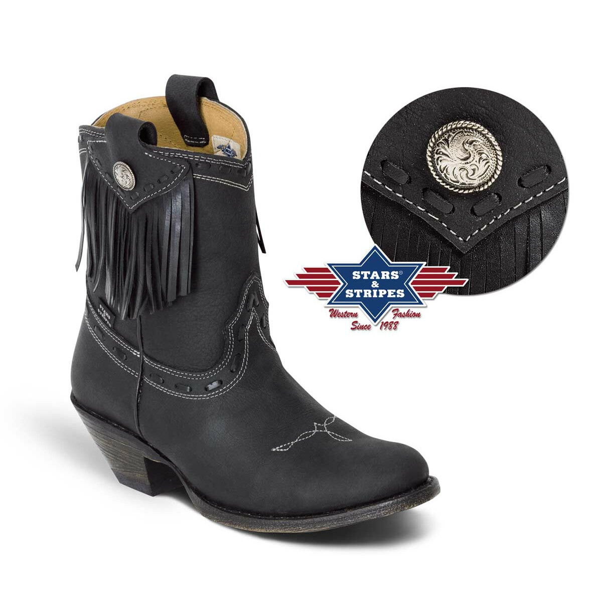 Damen Westernstiefel, Cowboysiefel schwarz Stars&Stripes 36 von Stars & Stripes