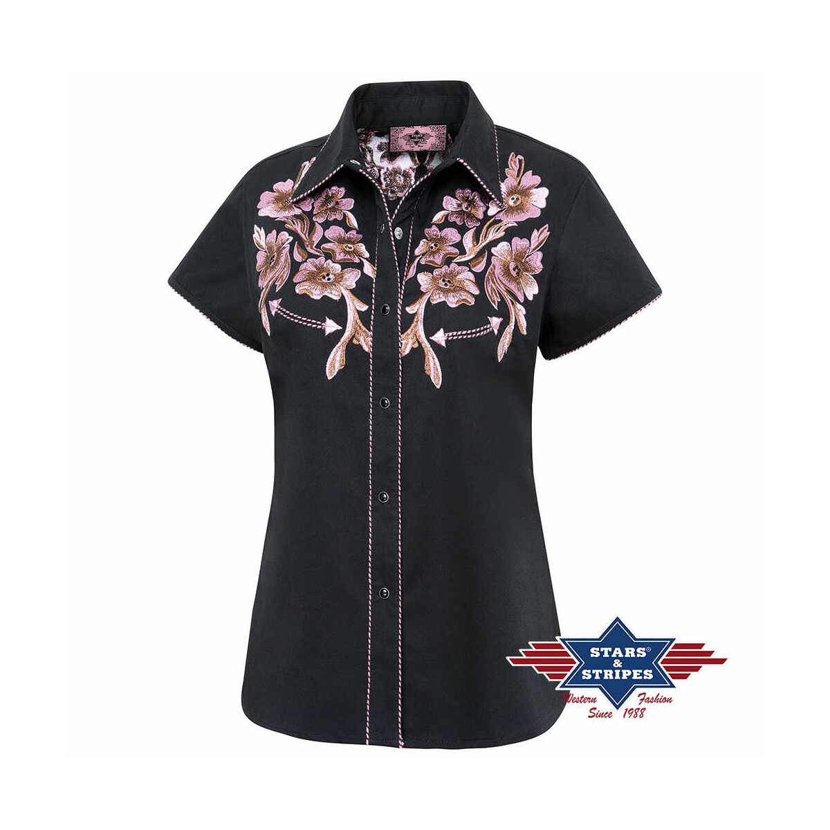 Edle Kurzarm-Westernbluse Leann" mit aparter Stickerei 3XL" von Stars & Stripes