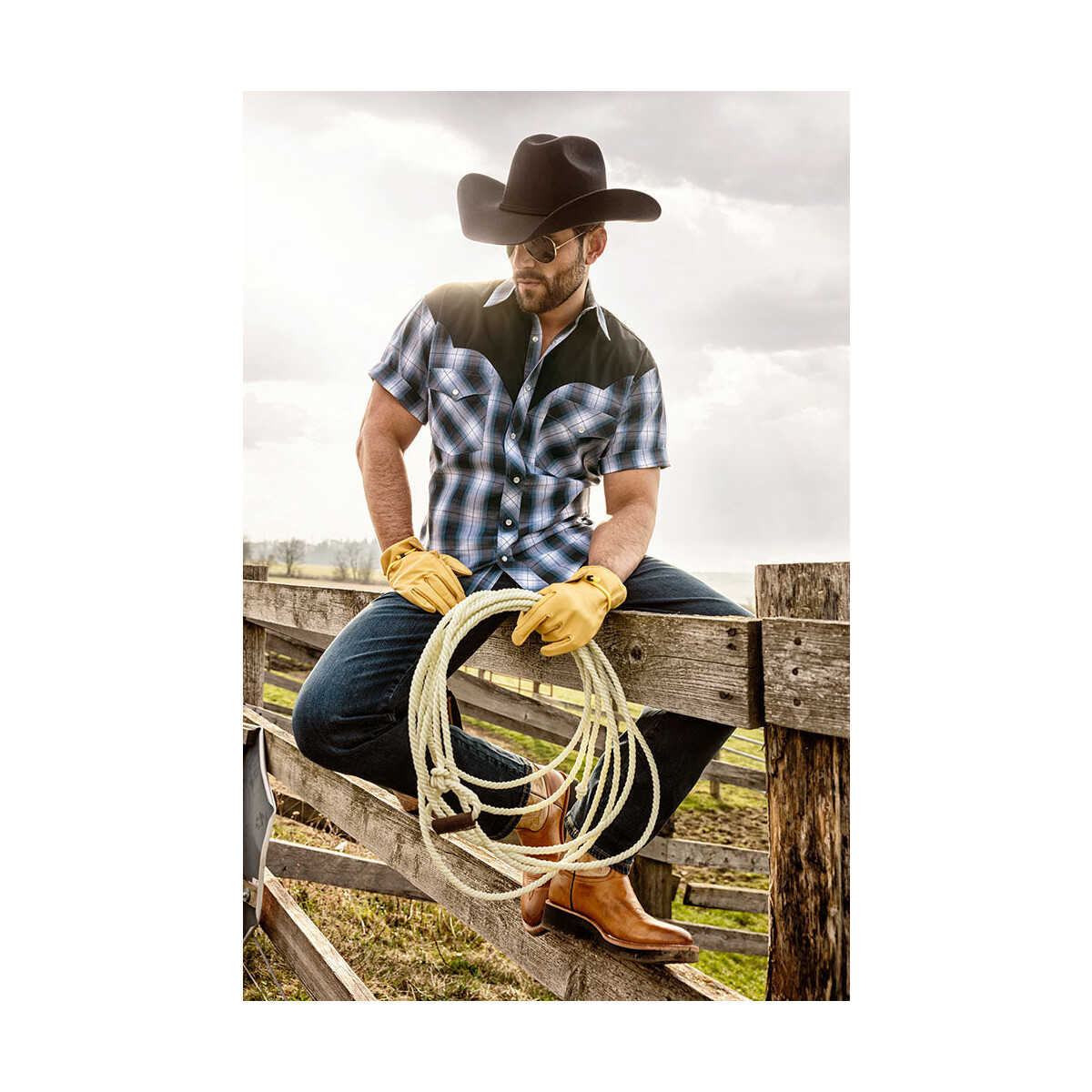 Evan - Kurzarm-Westernhemd 2XL von Stars & Stripes