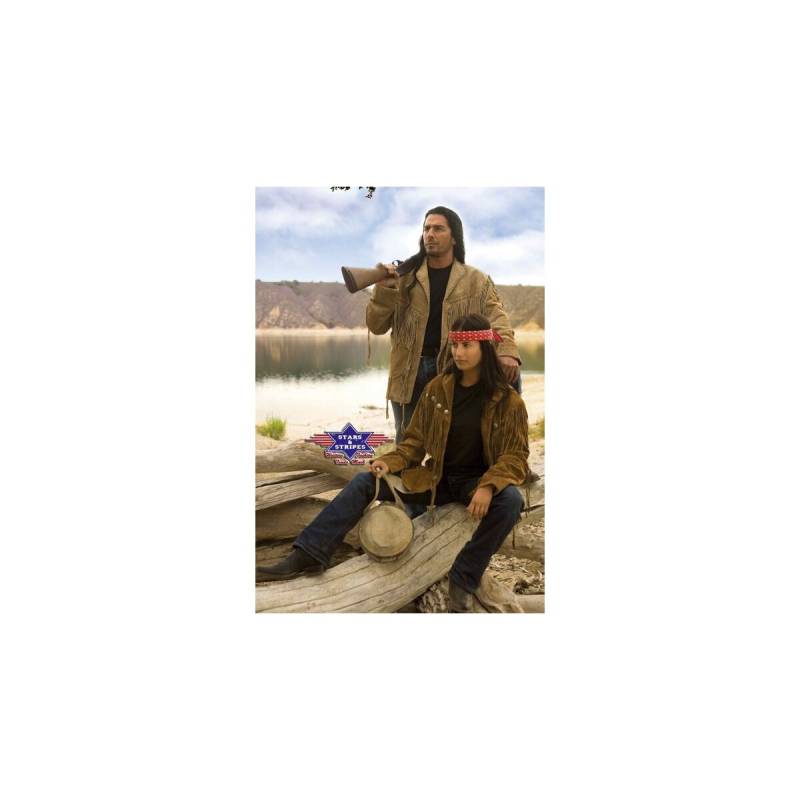 Fransenjacke aus Rind-Veloursleder mit dekorativen Flechtungen Größe S von Stars & Stripes