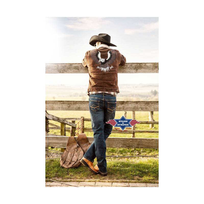 Gemütliche Wildleder Westernjacke Model -Decker- braun von Stars & Stripes