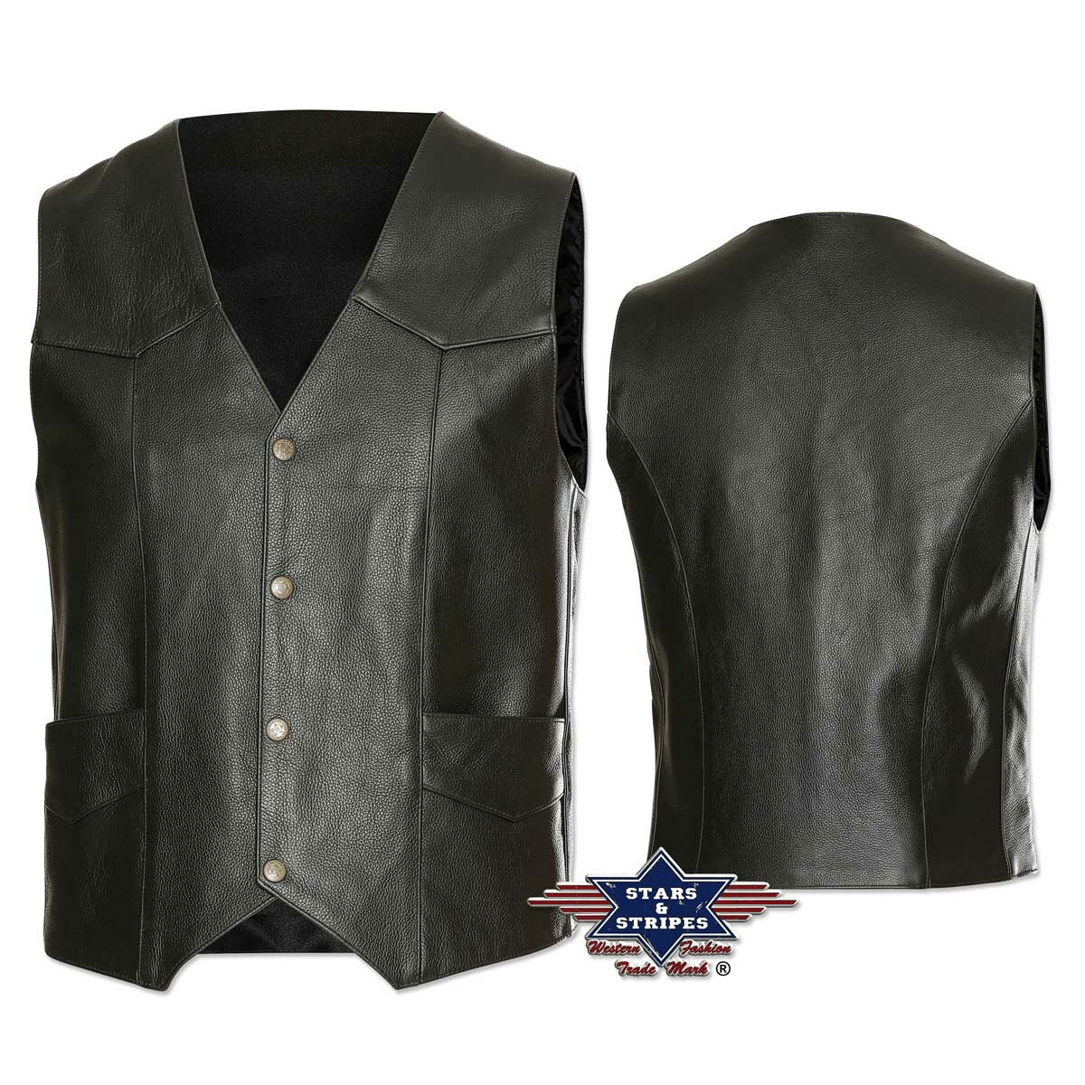 Herren Rindslederweste, Bikerweste Western Weste Stars&Stripes M von Stars & Stripes