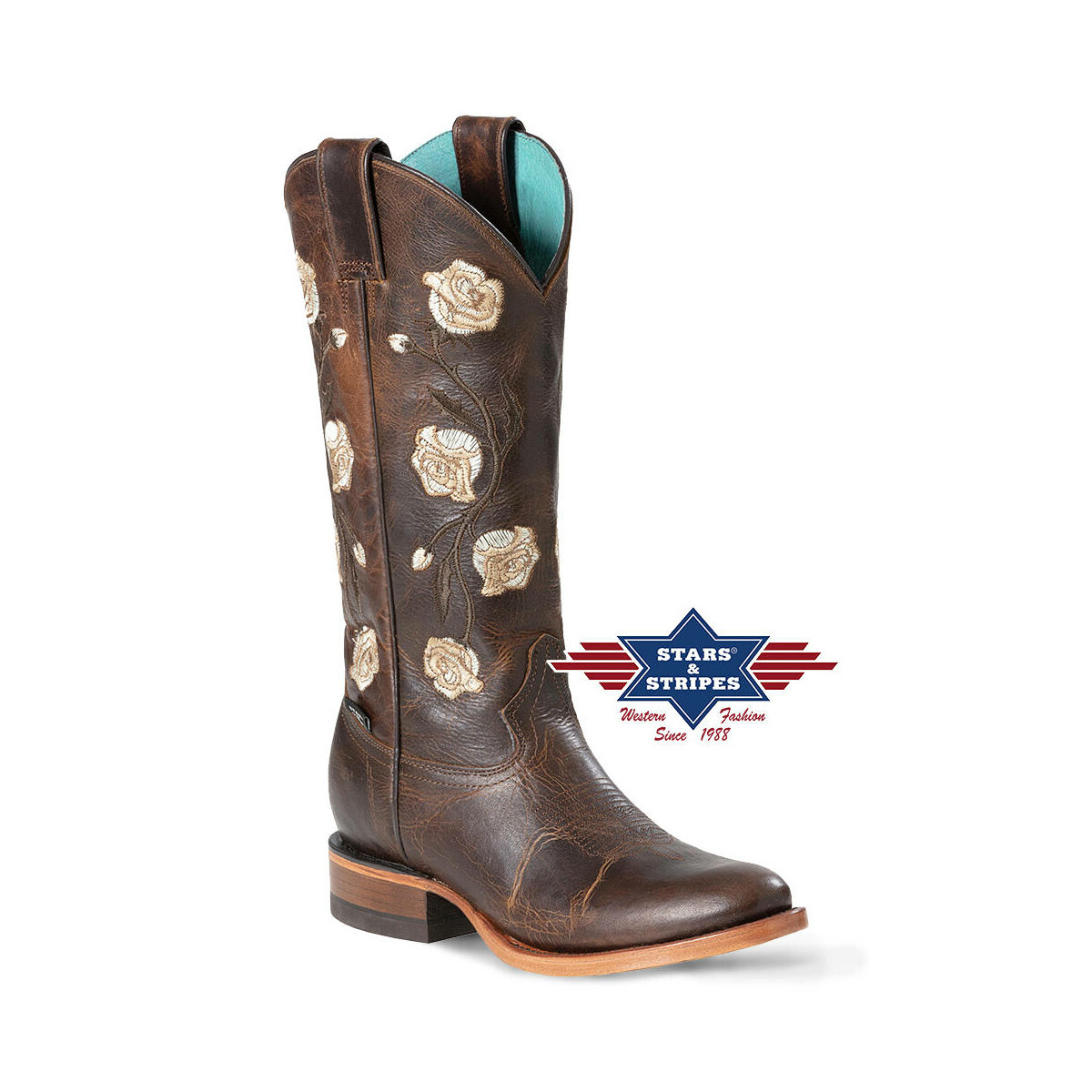 Hochwertige Damen-Westernstiefel aus Leder mit Stickereien 36 von Stars & Stripes