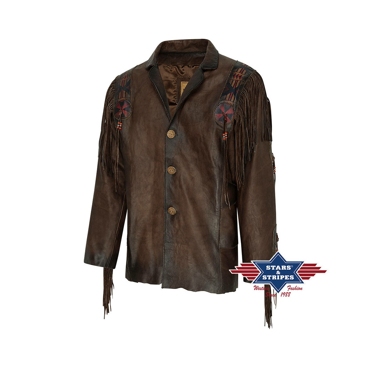 Hochwertige Herren Western-Lederjacke L von Stars & Stripes