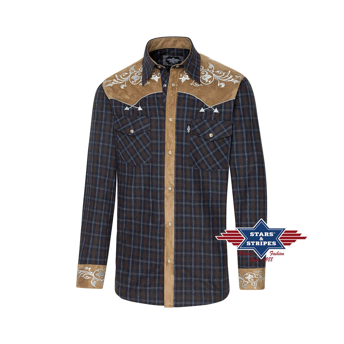 Kariertes Besticktes Westernhemd - Roy M von Stars & Stripes