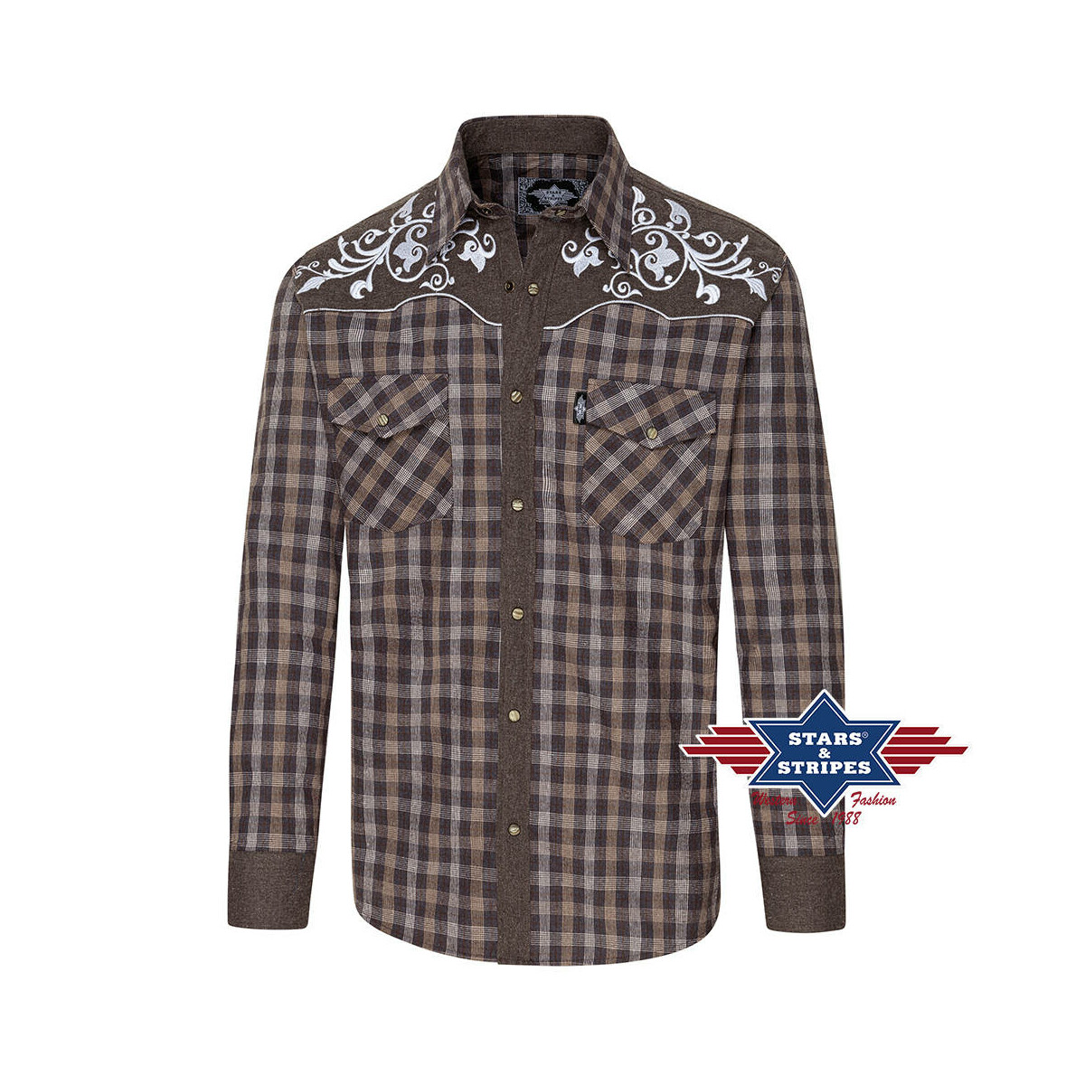 Kariertes Westernhemd -Morgan- mit bestickter Westernpasse 3XL von Stars & Stripes