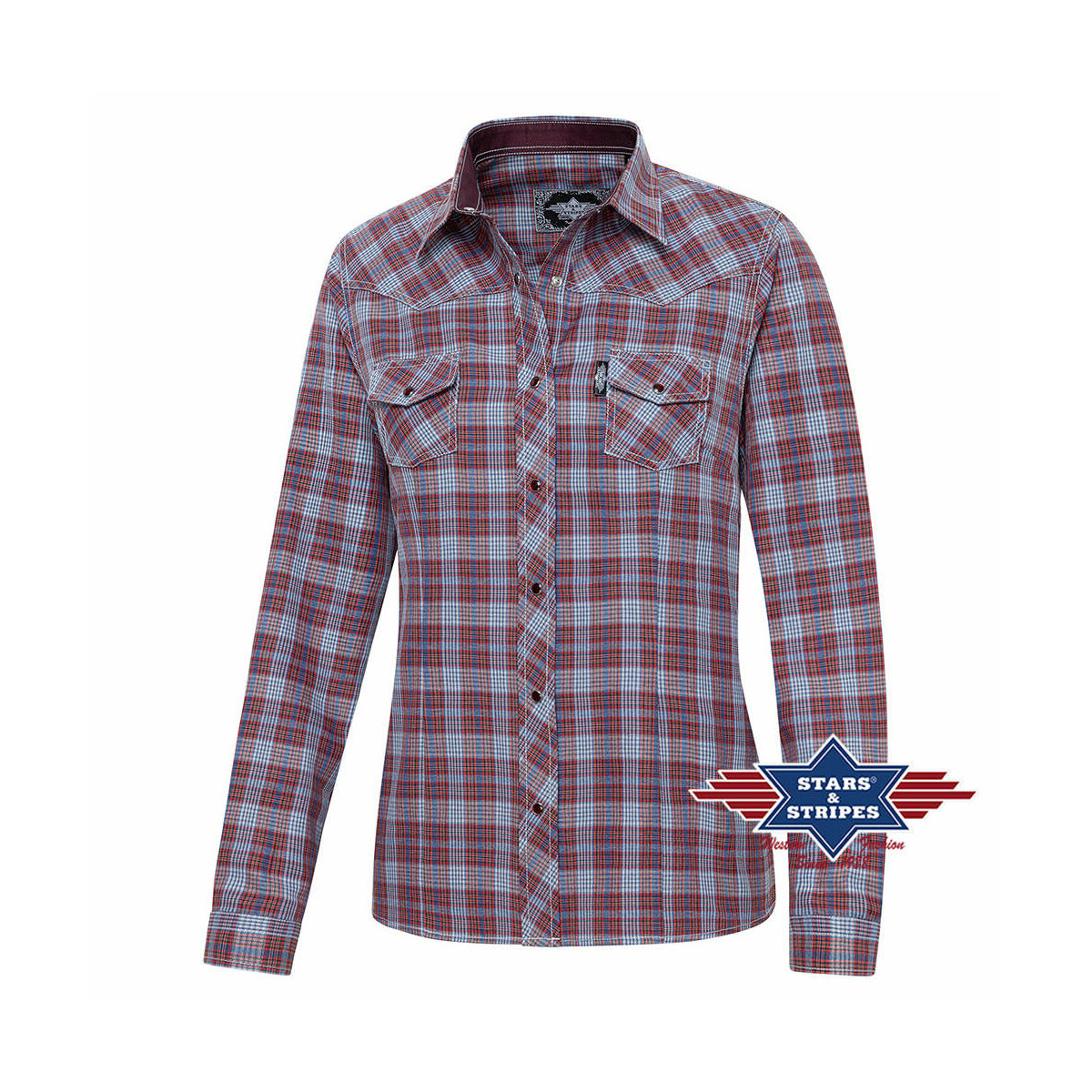 Karobluse, Westernbluse, Damenbluse mit Westernpasse 3XL von Stars & Stripes