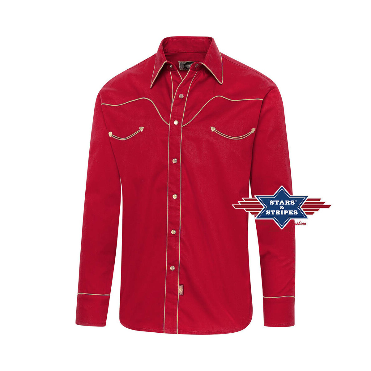 Klassiches Westernhemd -Jack- Farbe rot/schwarz rot-3XL von Stars & Stripes