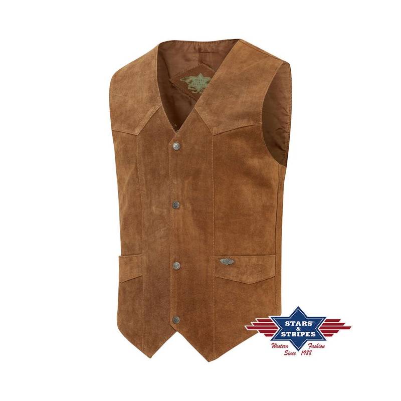 Rind-Veloursleder Lederweste, Alabama, brown XL von Stars & Stripes